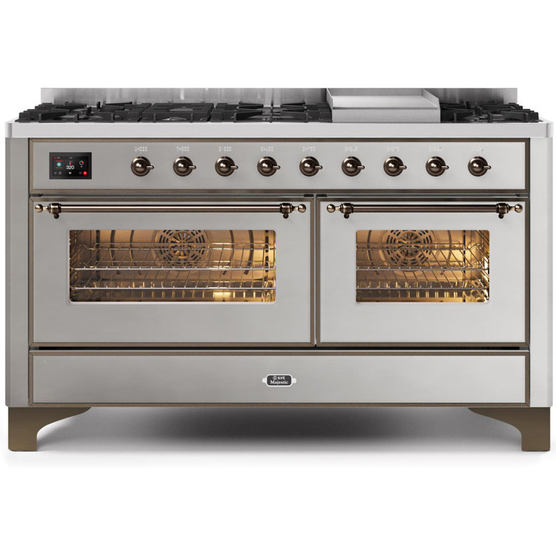 Majestic II 60" 5.02 cu. ft. Freestanding Dual Fuel Range with Griddle, Stainless Steel/Copper, Liquid Propane