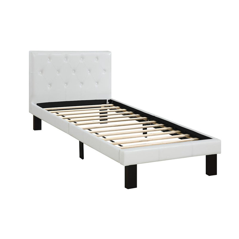 Lit plateforme tapissier Robbyn, Simple, Blanc