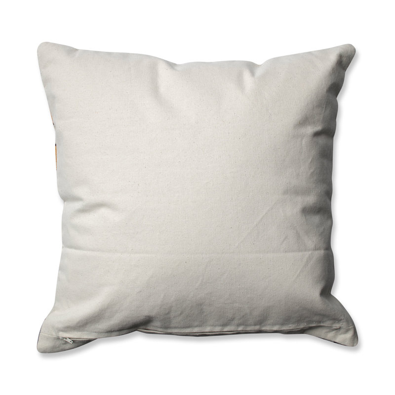 Checkerboard Grey-Blue-Cream Embroidered Square Throw Pillow