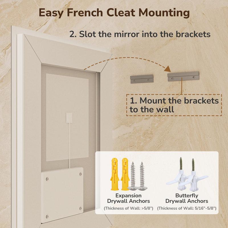 Beveled Front & Back LED Bathroom Vanity Mirror Dimmable Anti-Fog Tempered Glass, Rectangle, 30" x 36"