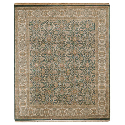 High-Quality Hand-Knotted Green Area Rug