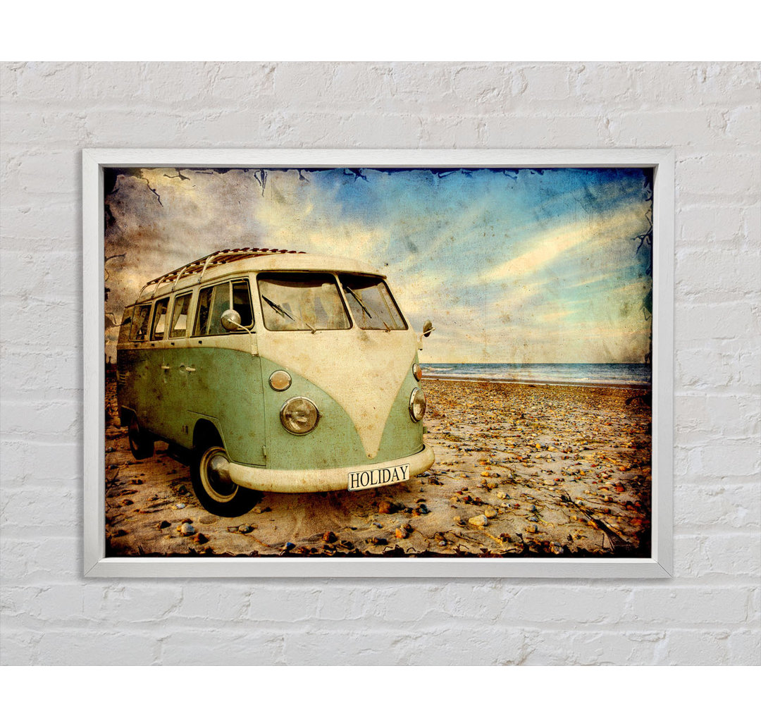 Surfs Up VW Camper Van Gerahmter Druck