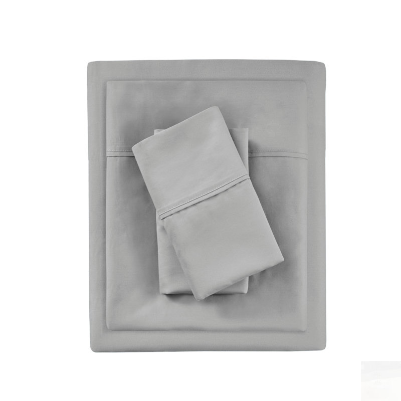 Ensemble de draps en mélange de coton 4 pièces HeiQ Smart, Queen Sheet Set with 2 Pillowcases, Grey