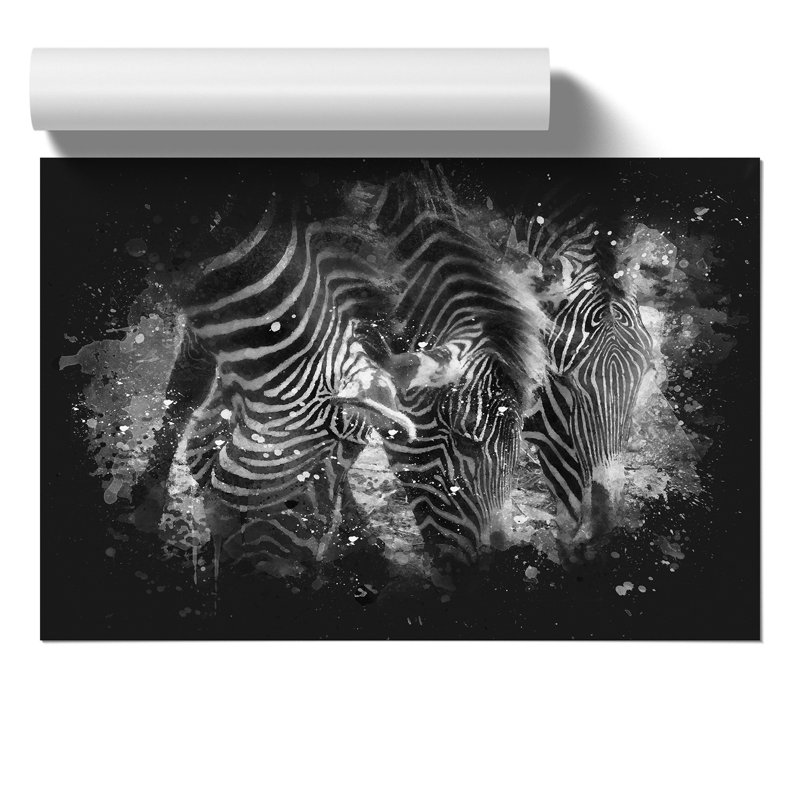 Zebras Paint Splash - Frameless Print, 42cm H x 59cm W x 0.1cm D