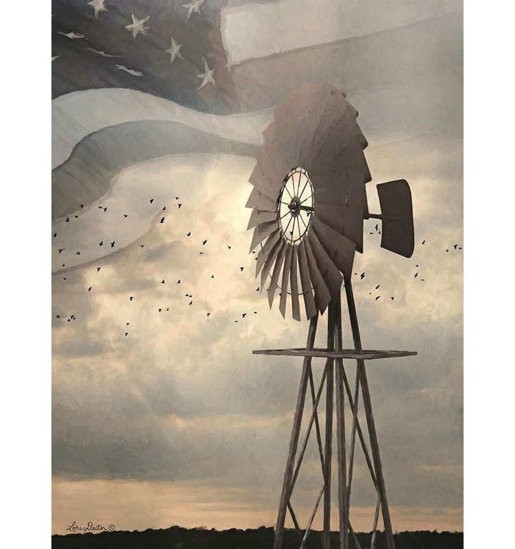 Art encadré sur toile Latitude Run® Deiter, Lori Gallery: Land That I Love Windmill I, H 47 po x l 36 po