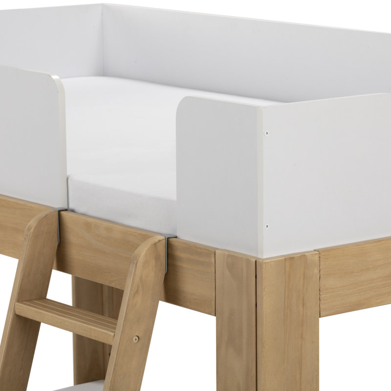 Lit superposé simple en bois massif Ambur, Blanc / blond