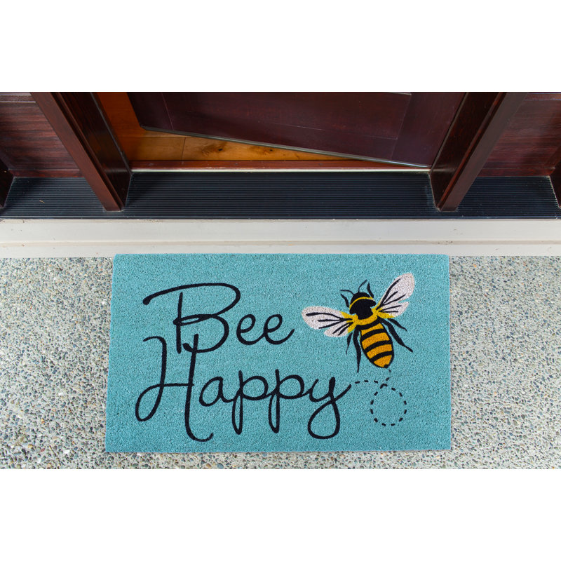 Tapis d'entrée antidérapant Oklee Bee Happy 30 po x 18 po