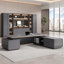 Bureau de direction 94,49 "haut de gamme en forme de L gris de luxe