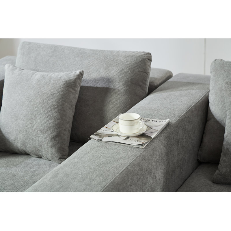 Chenille L-Shaped Sofa Couch, Gray