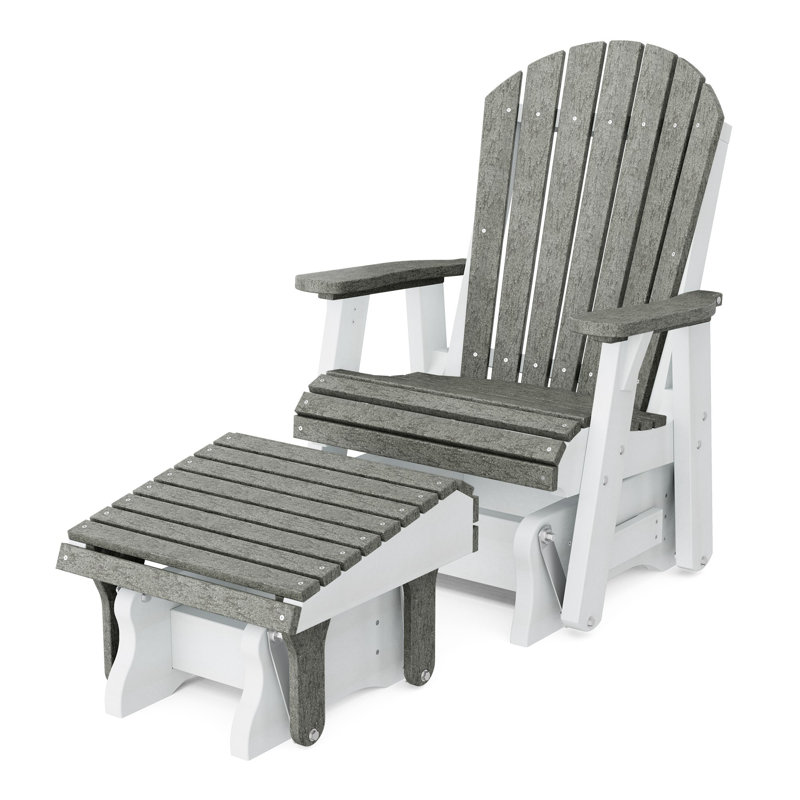 Fauteuil oscillant simple avec repose-pieds Delja, Gris foncé / Blanc