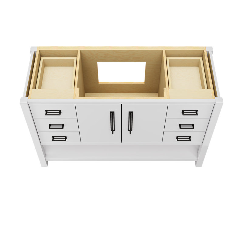 Kiawah Single Extra Wide Bath Vanity, Strong White, Matte Black, 54"
