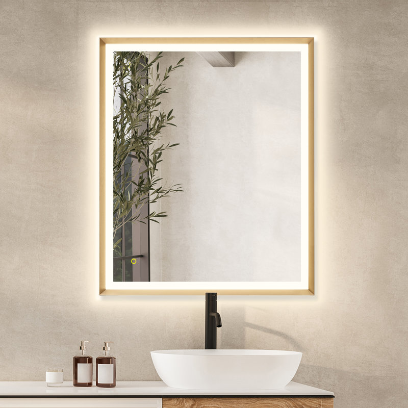 Apollo 36" Gold Rectangular LED Vanity Mirror
