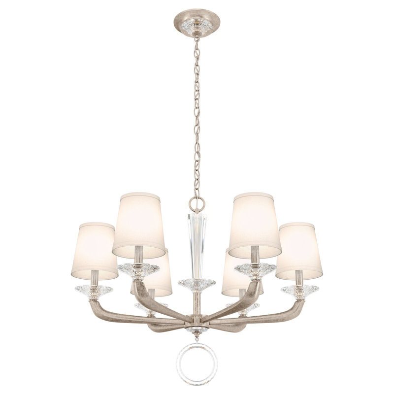 Emilea 6 - Light Glass Chandelier, Antique Silver