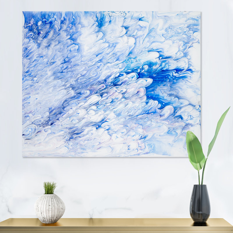 Art sur marbre bleu et blanc - reproduction sur toile, H 12 po x l 20 po, Toile tendue