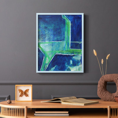 «Geometric in Cool VIII», reproduction encadrée - bois massif