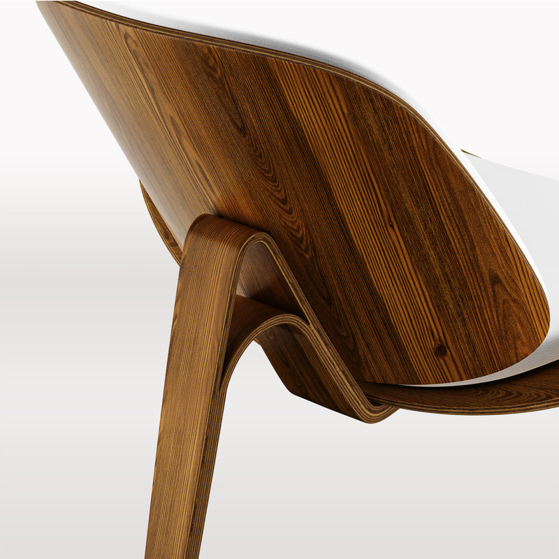 Fauteuil d'appoint en similicuir Jovianna, Blanc / chêne naturel