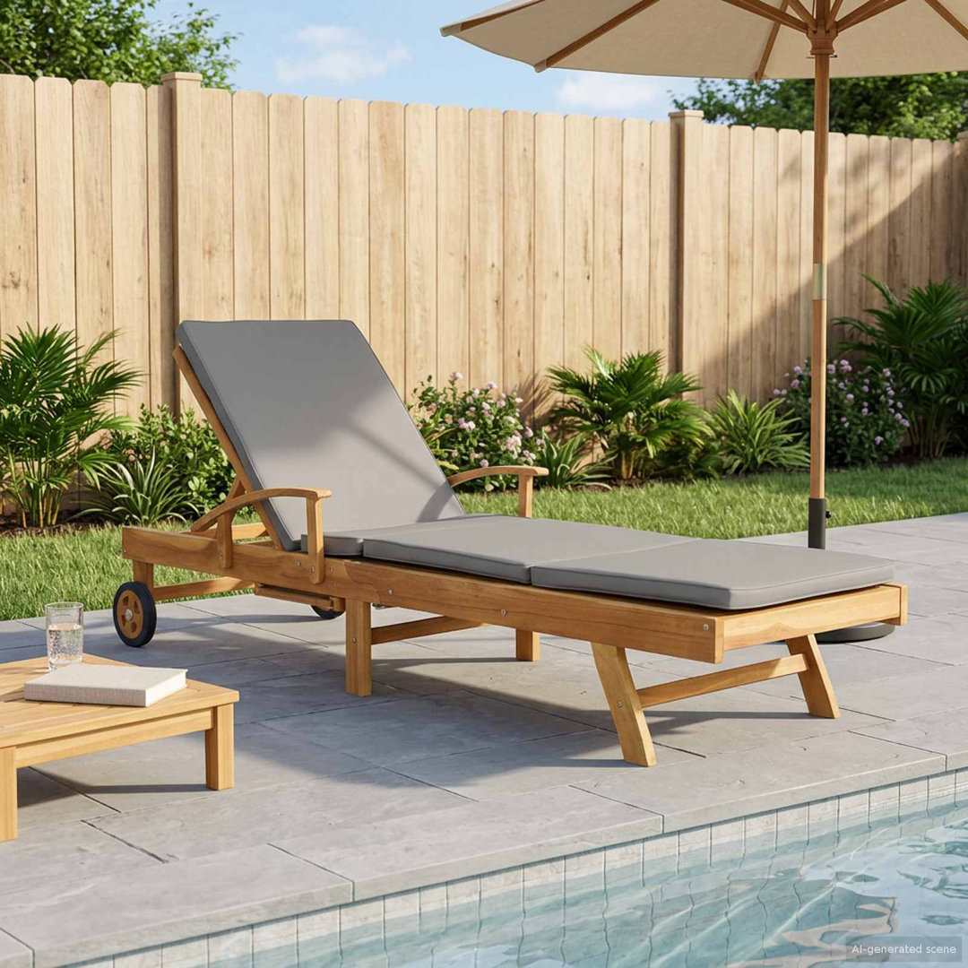 195cm Long Teak Sun Lounger