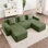 Canapé modulaire modulaire en U à 3 places avec siège profond, confort semblable à un nuage et repose-pieds mobile, idéal pour se prélasser en famille.