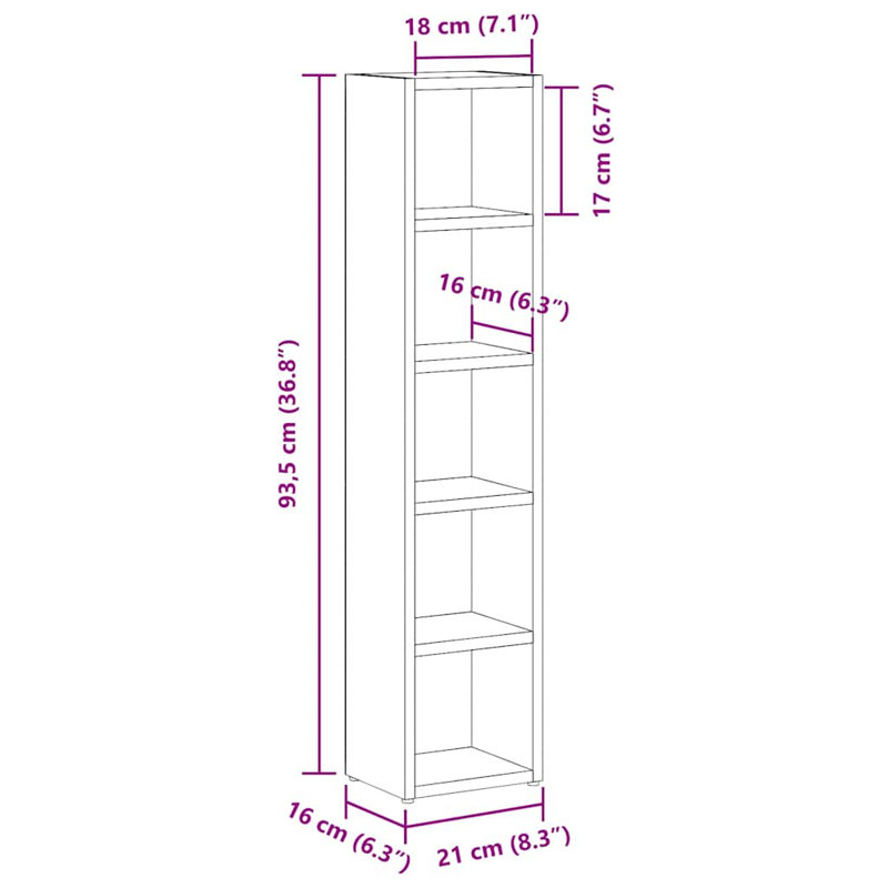 CD Multimedia Storage Rack, Smoked Oak