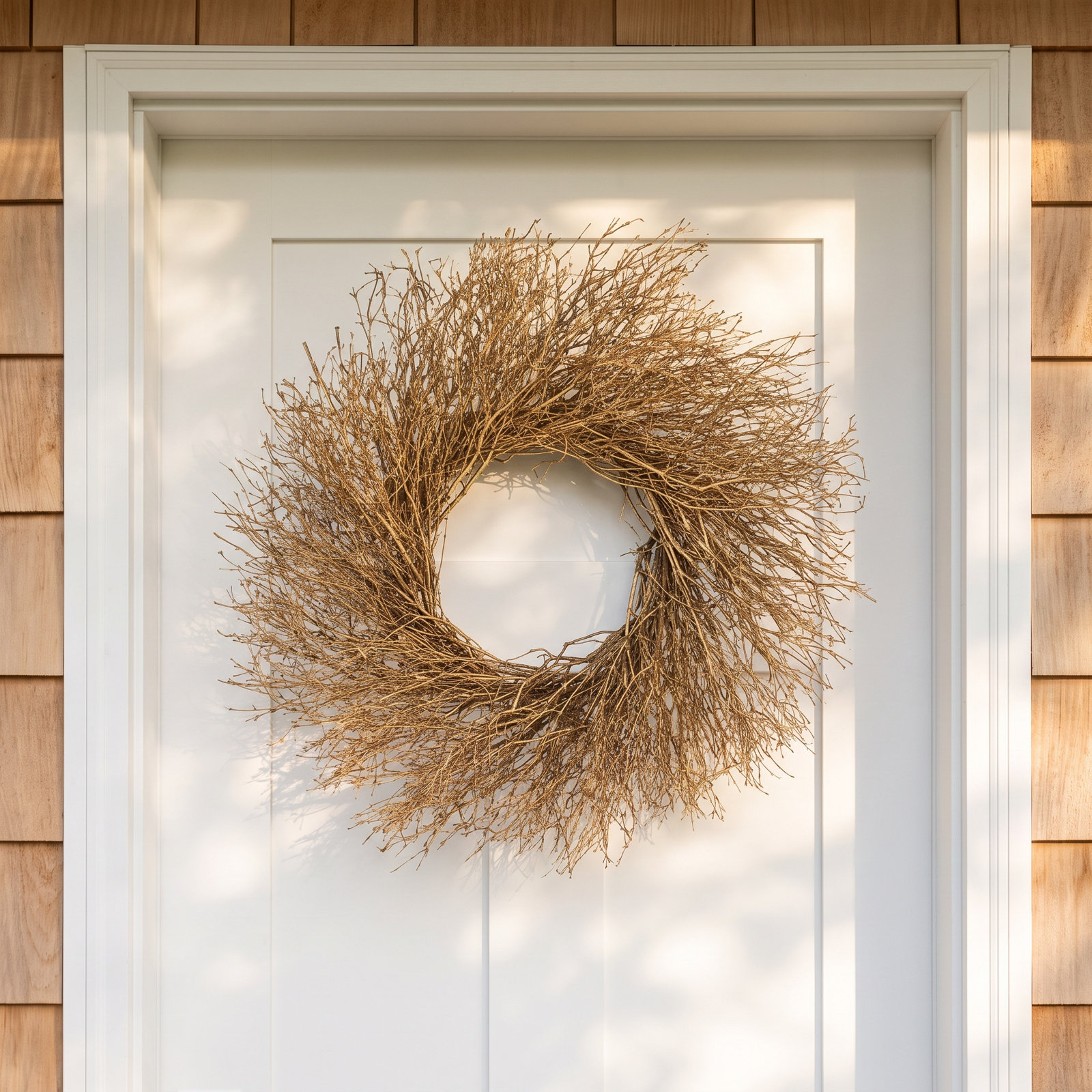 22'' Handcrafted Dried Twig Wreath, Gold