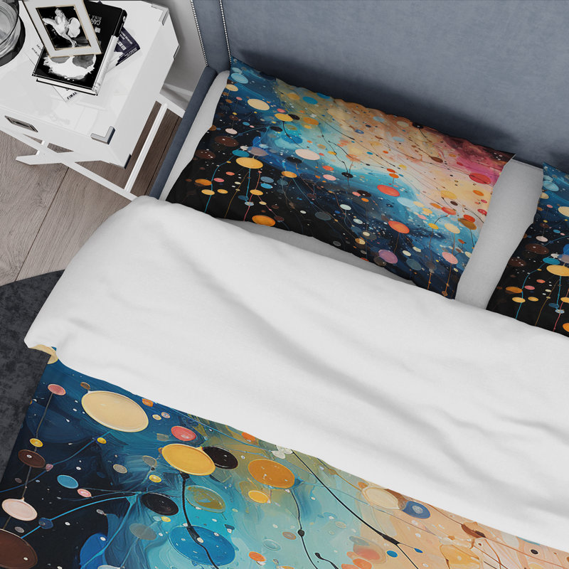 Ensemble de housse de couette rose et bleu néon Pop Art IV - Pop Art, Housse de couette pour très grand lit et 2 très 