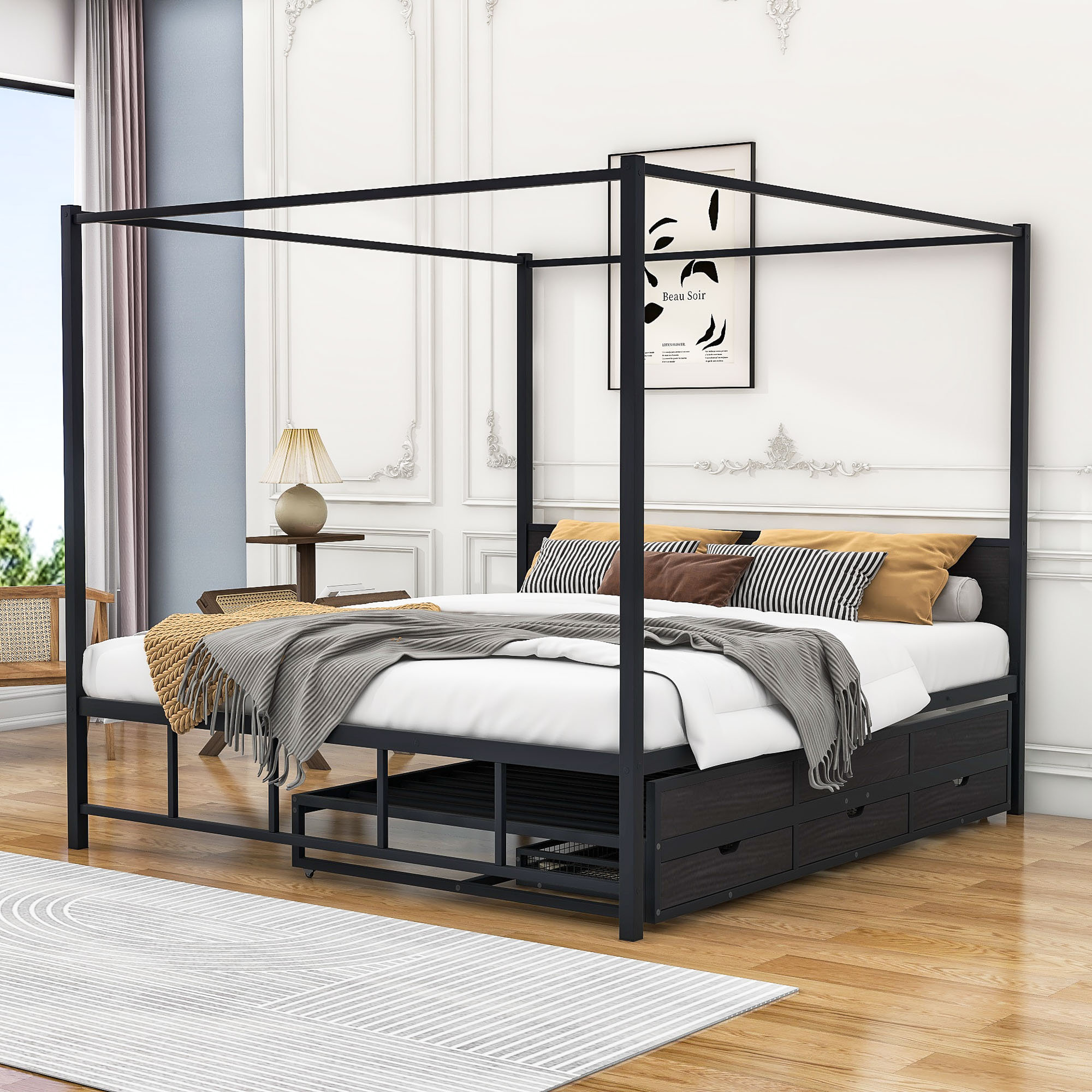 Twin canopy deals bed with storage