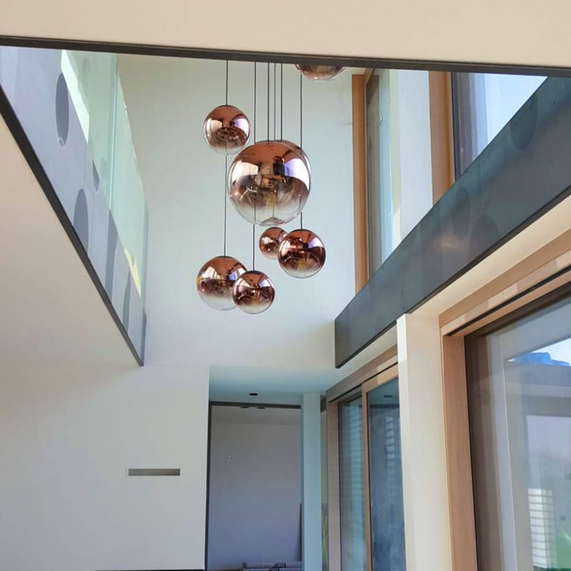 Progress pendant lamp glass with colour gradient, Copper