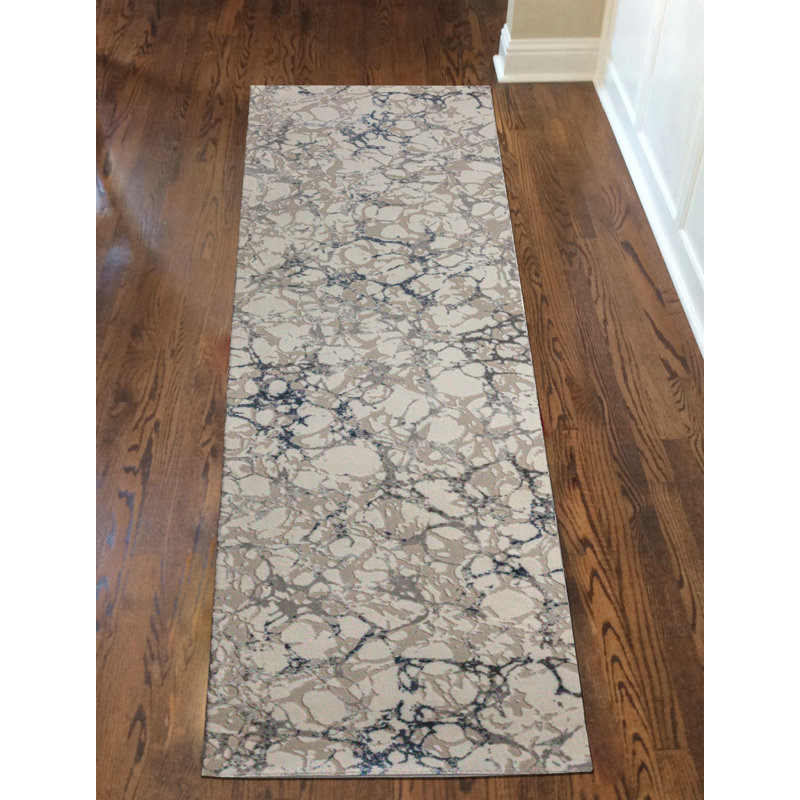 Fynton 1240 Blue Abstract Modern Area Rug, Runner 2'2" x 7'7"