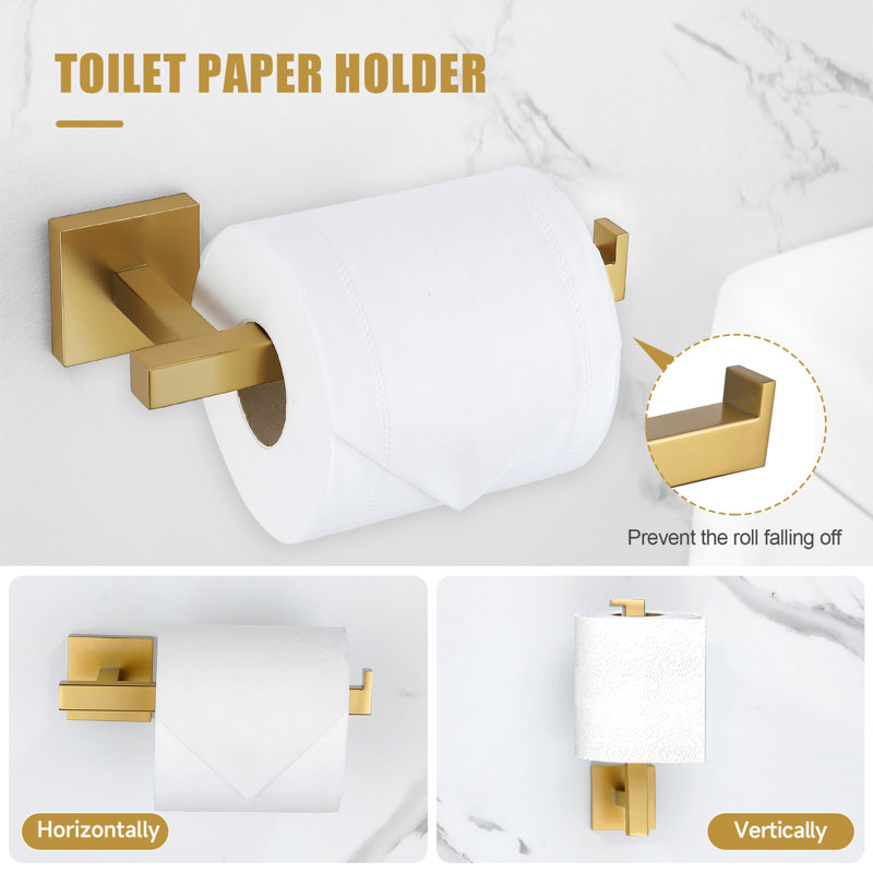 Bathroom Toilet Paper Holder Wall Mount, Brushed Gold