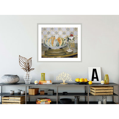 «Still Life of a Melon and a vase of Flowers» par Pierre-Auguste Renoir, impression giclée encadrée