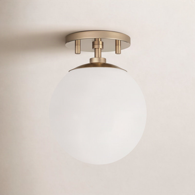 Plafonnier semi-encastré 1 lumière 7 po Luna, Laiton vieilli