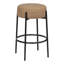 Tabouret de comptoir rond rond de 25,5 po Paola, siège brun bouclé et structure en métal noir pour îlot de cuisine ou bar personnel-381904275-381903980
