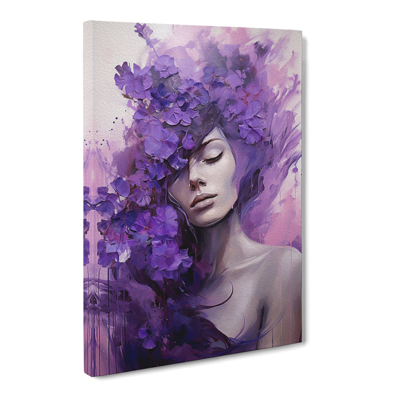 Lavender Flower Expressionism - Wrapped Canvas Print, 76cm H x 50cm W x 3cm D