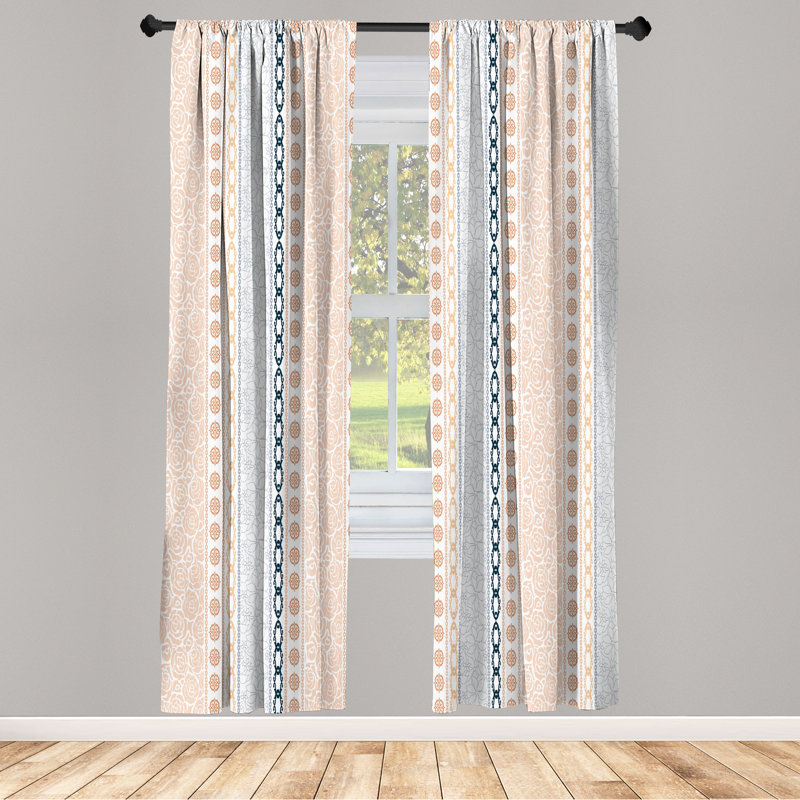 Dakota Fields Rose Curtains, Art Classical Victorian Motifs, Pale Peach, 28" W x 95" L