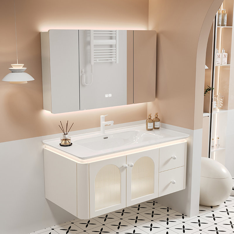Armoire de salle de bain légère de luxe de style français crème