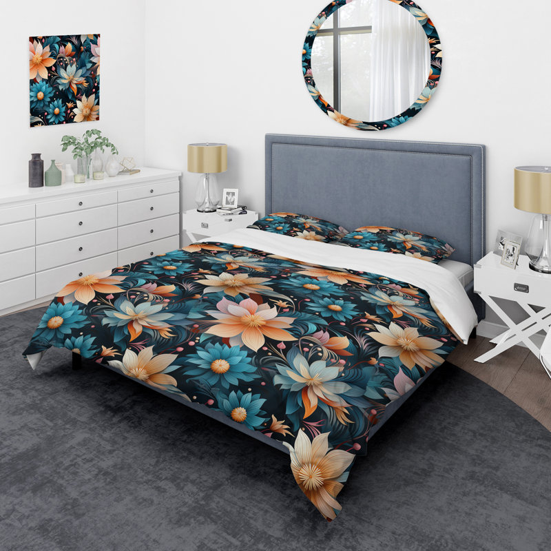 Ensemble de housse de couette en microfibre Ultramodern Botanics Floral, Housse de couette pour très grand lit et 2 très