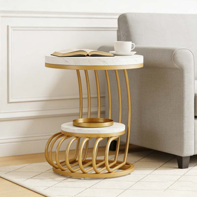 Faux Marble Bedside Table,End Table