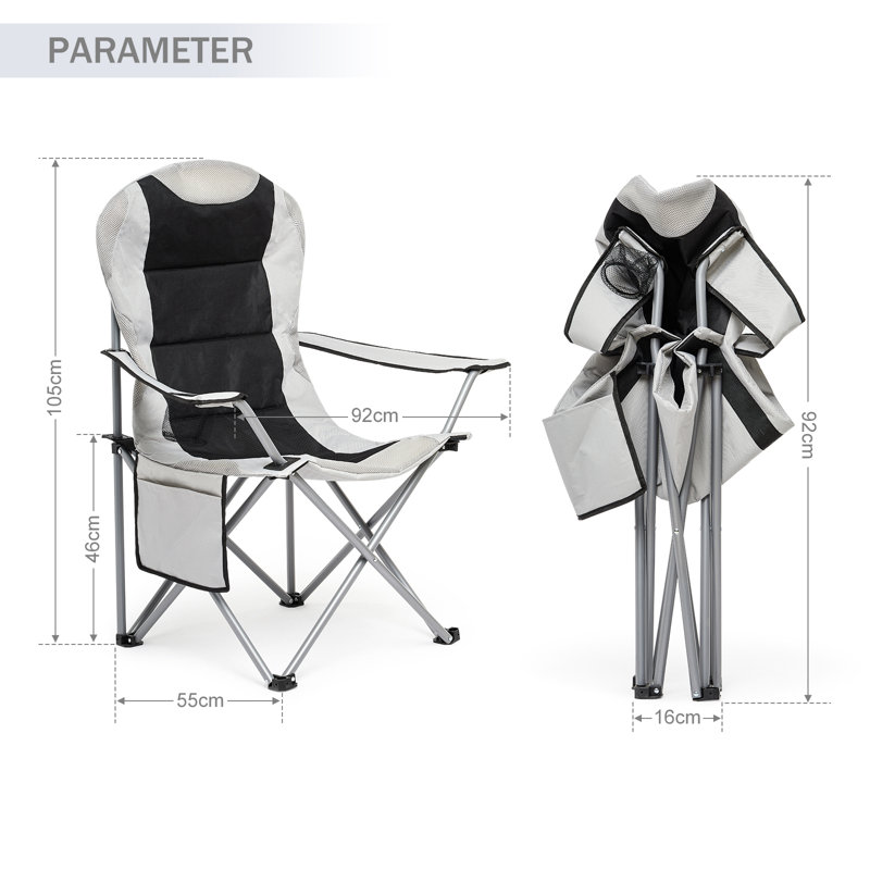 Folding Camping Chair, Black/White
