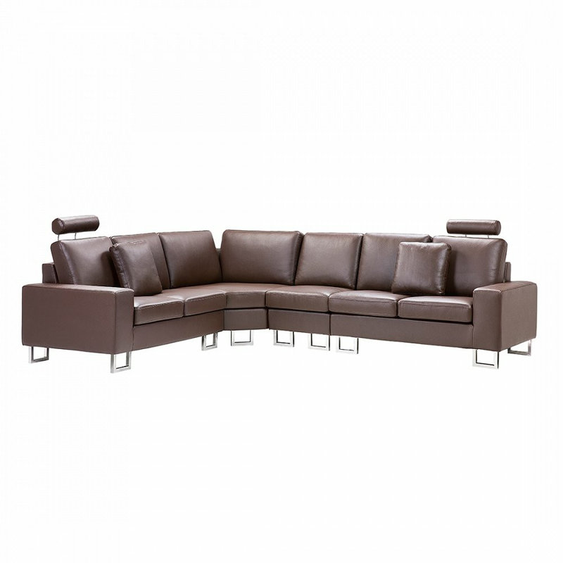 Alvah 5 Seater Large Corner Sofa, Brown