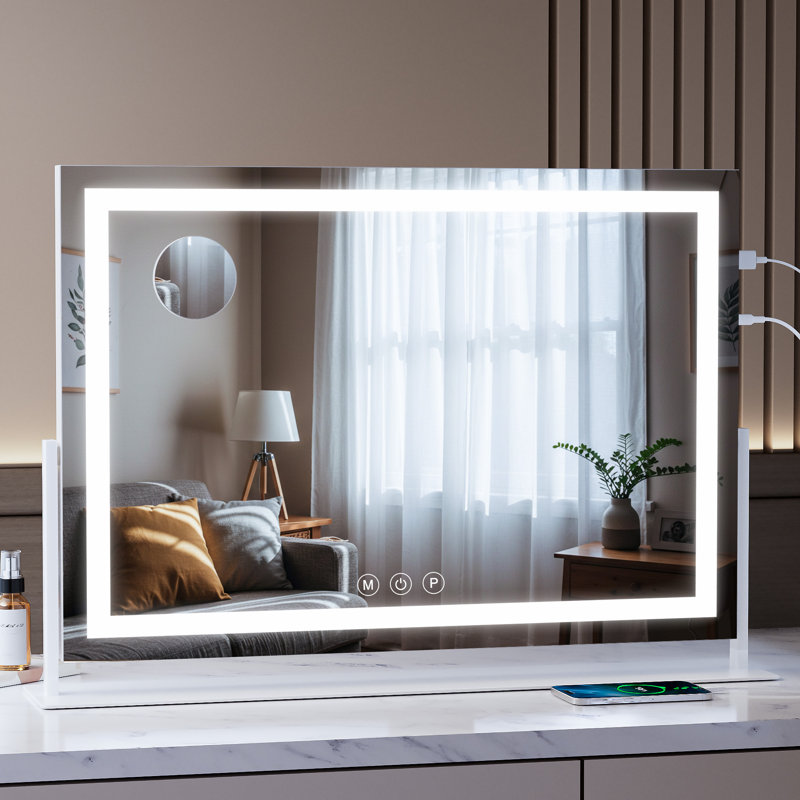 Miroir rectangulaire à DEL, contrôle de la température en continu 3 couleurs et intensité variable , Blanc