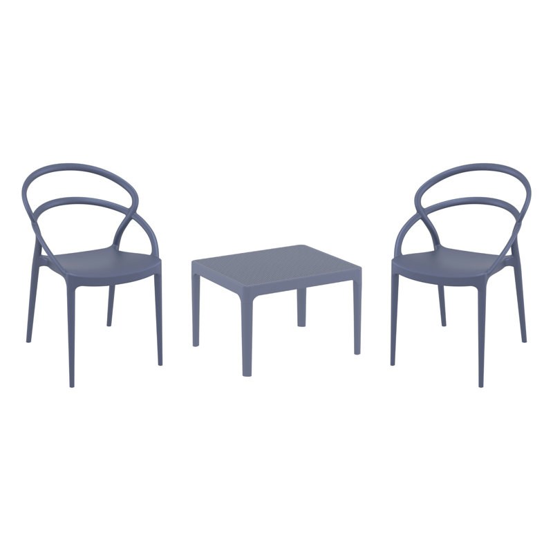 Farrah Grover 2 Person Seating Set, Dark Gray