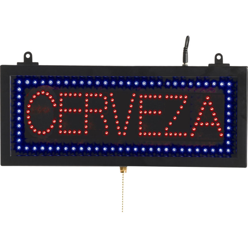 High Visibility Red and Blue LED Cerveza Sign