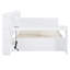 Lit de jour pleine grandeur en bois blanc - 3 tiroirs et bureau pour une chambre fonctionnelle avec ports blancs-121098369-121098368