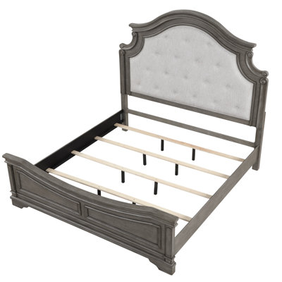 Grand lit de style traditionnel en bois gris rustique