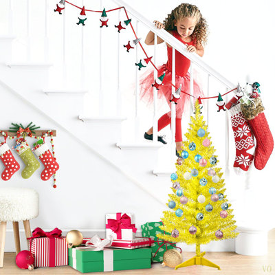 4FT  Christmas Tree With 50 UL Lights, 122 PVC Tips – Prelit Artificial Holiday Tree For Indoor Decoration, Small Space, Tabletop, Apartment, Or Office