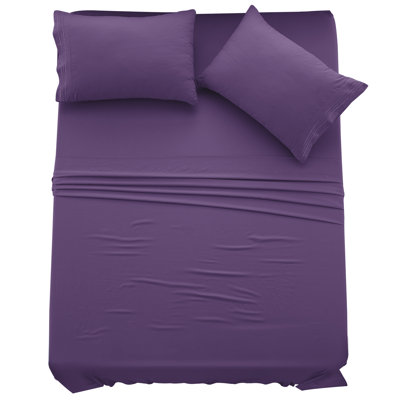 Lux Decor 4-Piece Ultra Soft Microfiber Sheet Set Deep Pocket Fitted Sheet, Wrinkle-Resistant & Easy Care Bedding