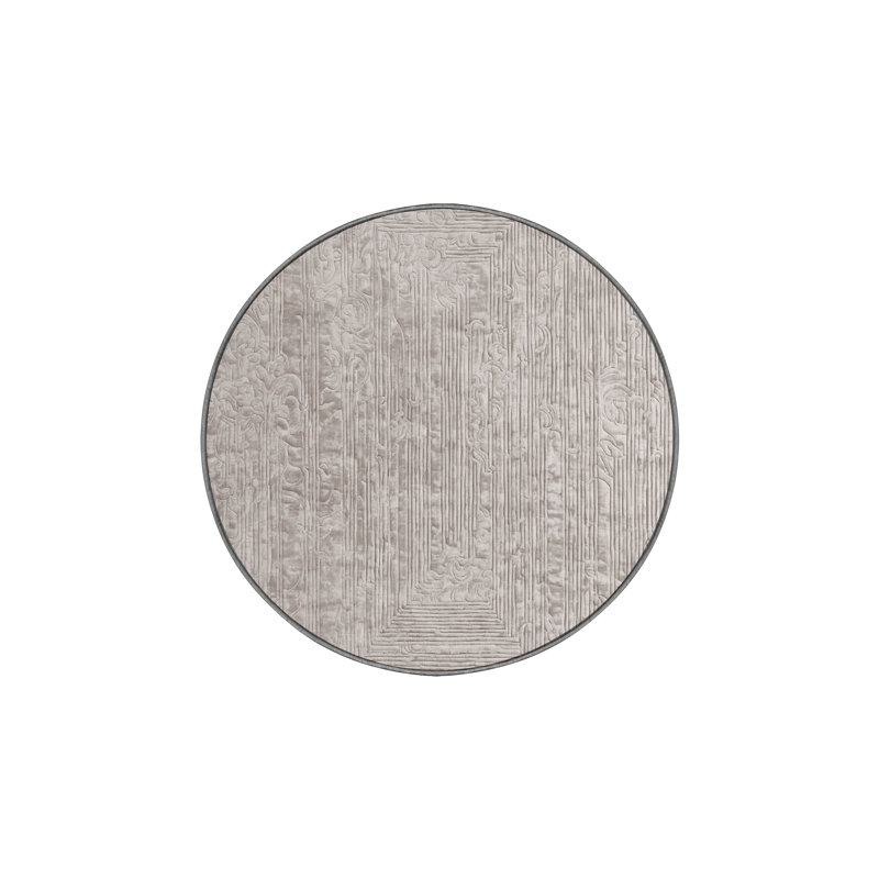 Machine Washable Gray Area Rug, Round 4'