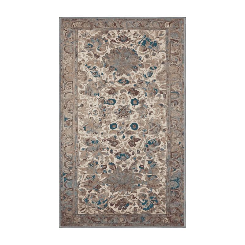 Tapis gris lavable à la machine GSIX03709, Rectangle de 5 pi x 8 pi