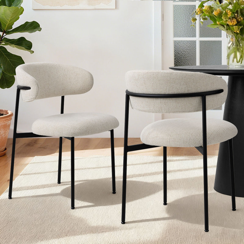 Chaise rembourrée avec pieds en métal, Beige Santi