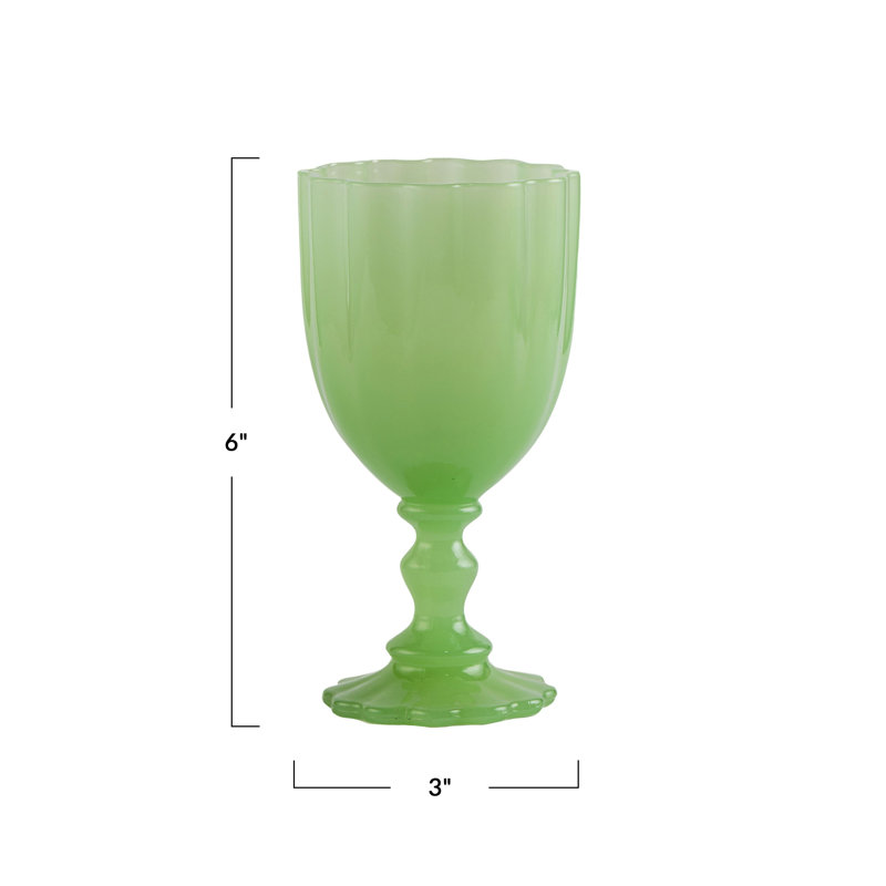 Pressed Green Milk Glass Wine Goblet